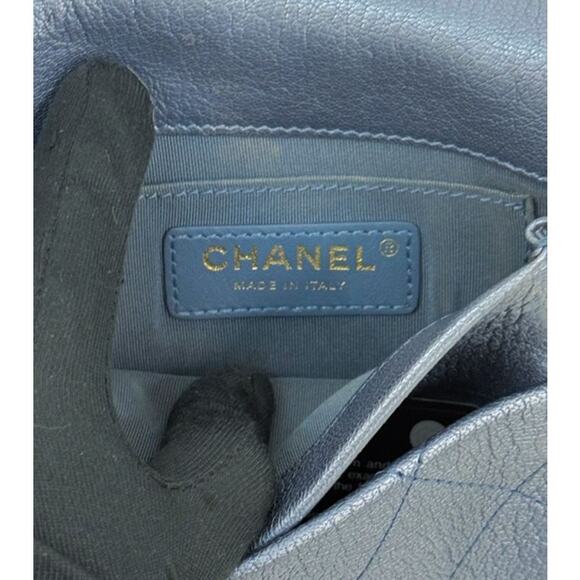 CHANEL Blue Metallic and Leather Messenger Crossbody Bag C-A23792 - Picture 8 of 9